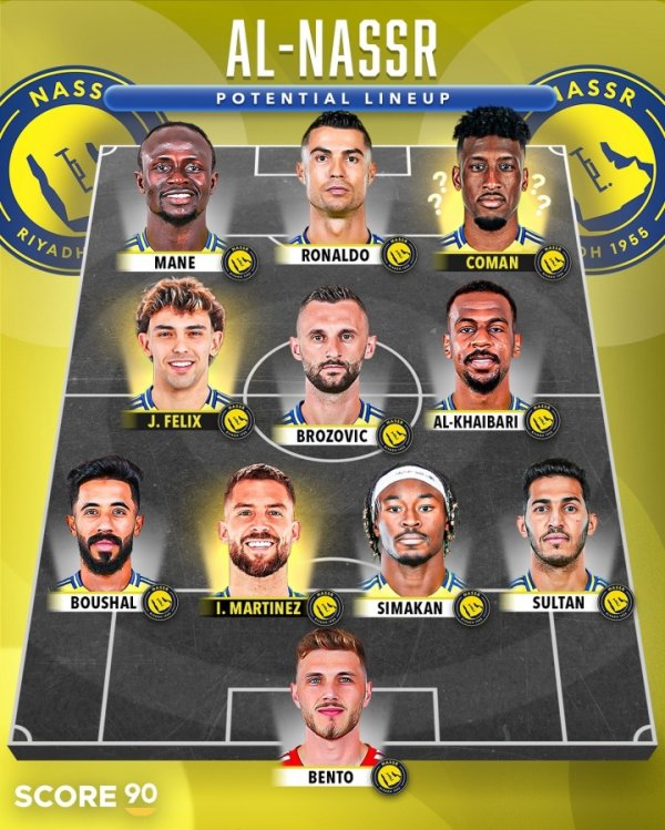 和月牙碰一碰！收效新赛季首发：C罗+马内+科曼+菲利克斯+伊尼戈