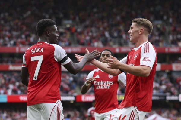 英超-萨卡破门哲凯赖什双响 阿森纳5-0大捷利兹联