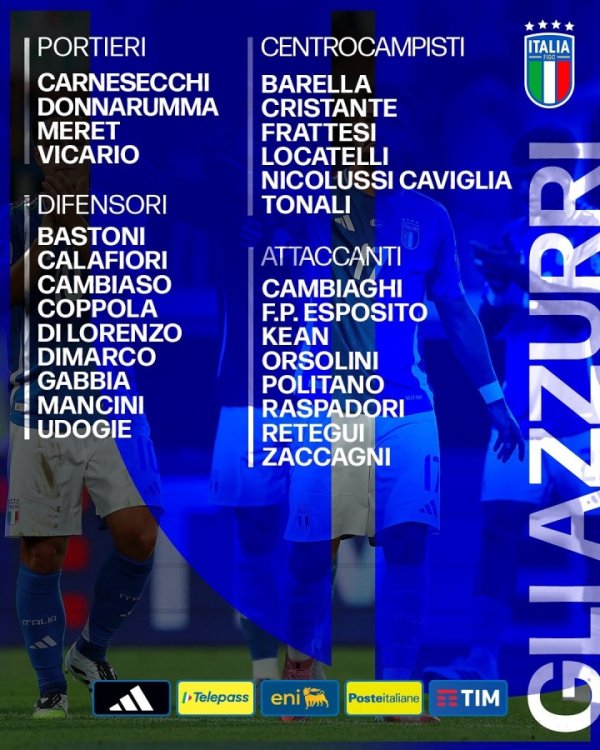 过时挪威6分！意大利10月名单：托纳利、基恩在列，小基耶萨缺席