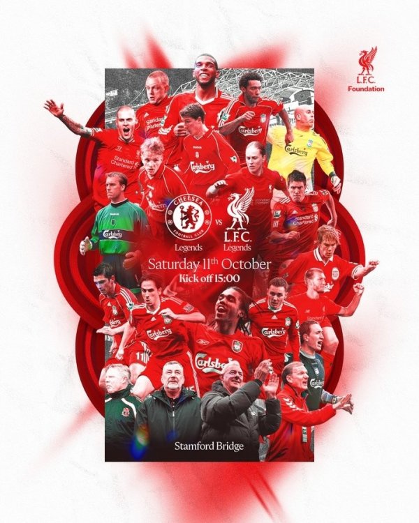 利物浦官推晒海报：今晚利物浦听说队客战切尔西听说队！
